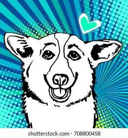 Funny corgy dog on bright background vector