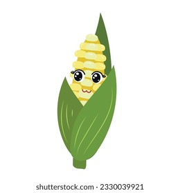Funny corn with a cartoon face