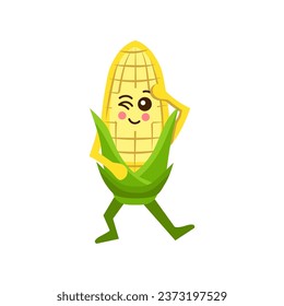 Funny corn cob on white background