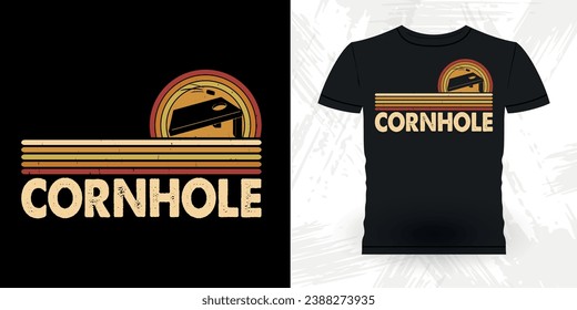 Funny Cornhole Player Retro Vintage Cornhole T-shirt Design