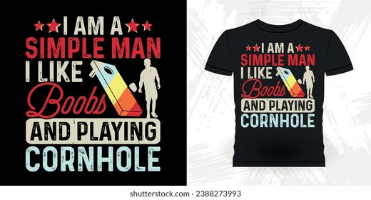 Funny Cornhole Player Retro Vintage Cornhole T-shirt Design
