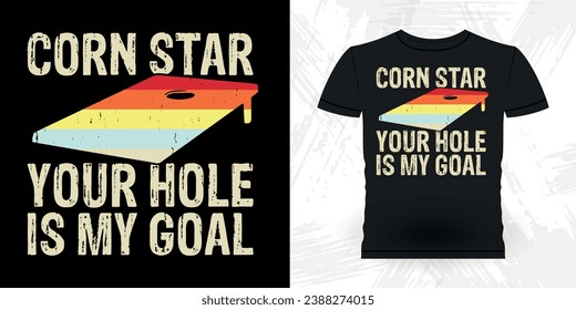 Funny Cornhole Player Retro Vintage Cornhole T-shirt Design