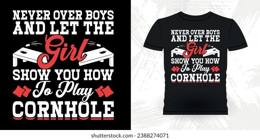 Funny Cornhole Player Retro Vintage Cornhole T-shirt Design