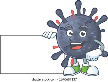 Funny coronavirus epidemic cartoon design Thumbs up with a white board