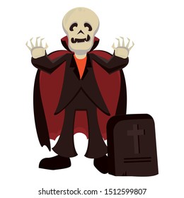 funny costume of dracula halloween character vector illustration design