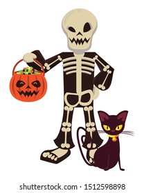 funny costume of skull halloween character vector illustration design