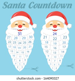 Funny countdown: Santa's beard for cut days before New Year or Christmas 