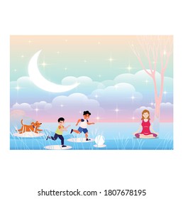 Funny countryside scenery with vegetable garden vector image