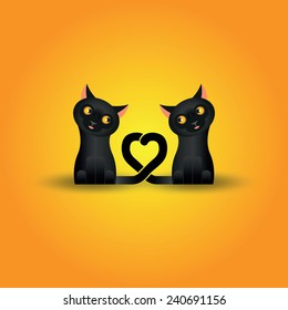 Funny couple of cute cats in love