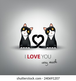 Funny couple of cute cats in love