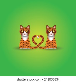 Funny couple of cute cats in love