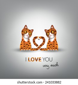 Funny couple of cute cats in love