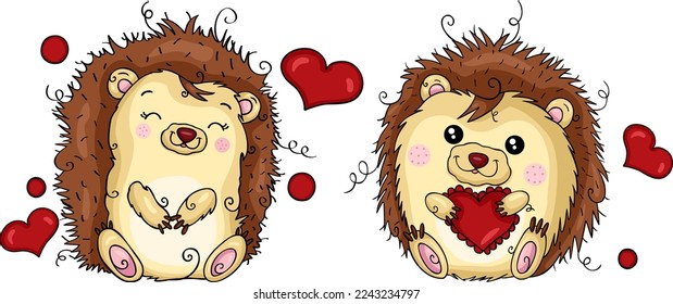 Una pareja divertida de erizos enamorados