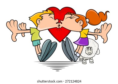 Funny Couple Kissing Stock Vector (Royalty Free) 272124824 | Shutterstock