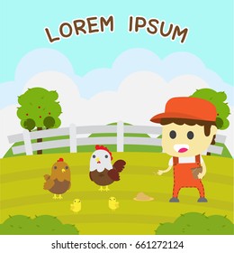Funny couple of rooster and hen. Vector cartoon isolated characters