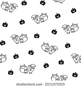 Funny couple seashell cartoon characters. Seamless pattern. Coloring Page. Cute kawaii sea friends. Hand drawn style. Vector drawing. Design ornaments.