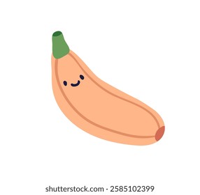 Funny courgette character with cute happy face. Smiling baby vegetable with kawaii emotion, expression. Plush soft stuffed toy. Kids flat graphic vector illustration isolated on white background