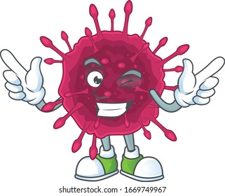 Funny COVID19 cartoon design style with wink eye face