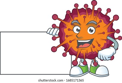 Funny COVID19 syndrome cartoon design Thumbs up with a white board