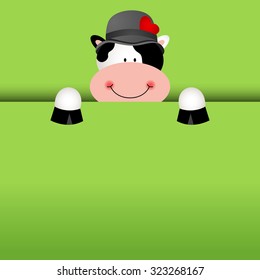 Funny cow background peeking out