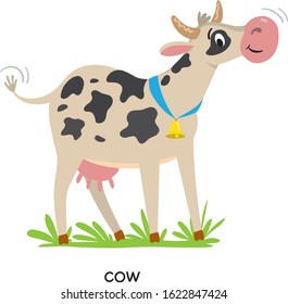 Funny cow or calf vector illustration Farm animals
