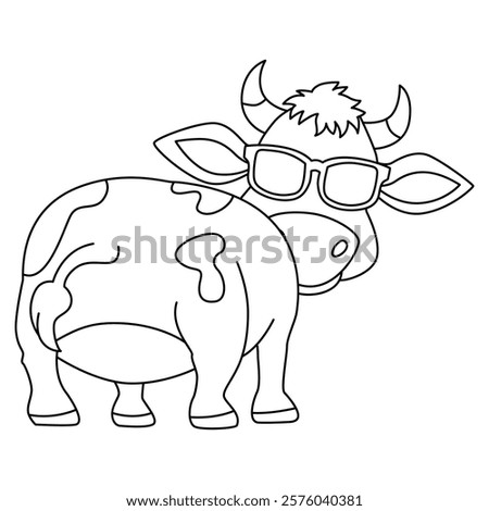 Funny cow cartoon characters vector illustration. For kids coloring book.