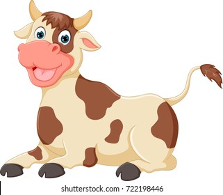 funny cow cartoon enjoying with laughing