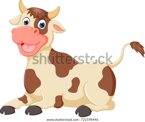 Funny Cow Cartoon Enjoying Laughing Stock Vector (Royalty Free) 722198446