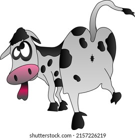 funny cow cartoon standing isolated on white background. vector illustration