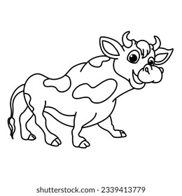 Funny cow cartoon vector coloring page