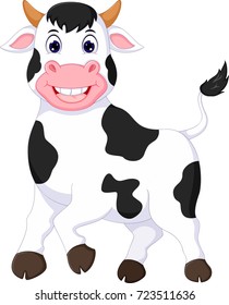 Funny Cow Cartoon Walking Laughing Stock Vector (Royalty Free ...