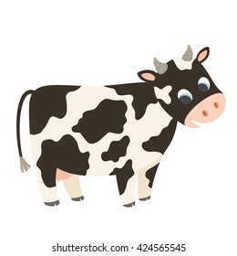 Funny cow. Cow character. Farm animal. Cow character cartoon. Cow character retro. Cow character vector. Cow hand drawn eps 10 clip art illustration isolated on white background. 