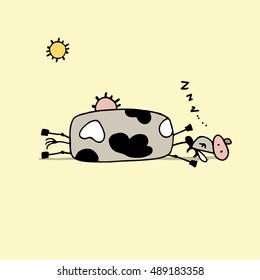 Funny cow character, sketch for your design