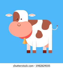 Caricatura vectorial de divertida vaca aislada en un fondo blanco.