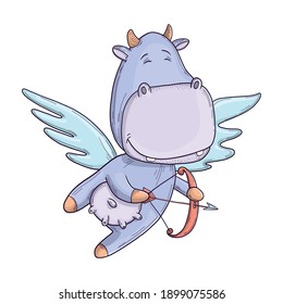 funny cow Cupid for design for Valentine's Day
