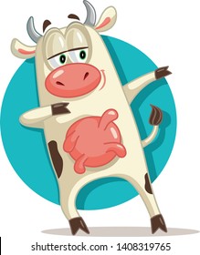 Funny Cow Dabbing Vector Cartoon. Adorable domestic animal dancing and celebrating
