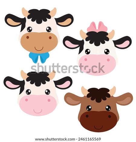 Funny cow face vector cartoon illustration