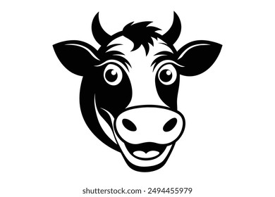 Silueta de cabeza de vaca graciosa. Vector, ilustración