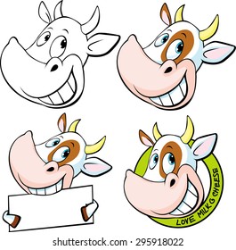 funny cow head - vector illustration