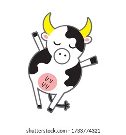 funny cow icon, vector image on white background