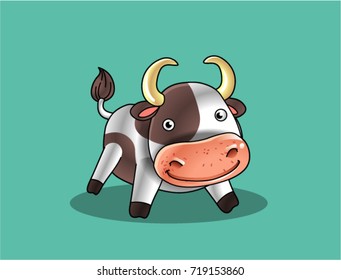 funny cow illustration,cute vector farm animals colorful character