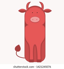 Funny cow isolated color vector image on white background.