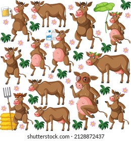Funny cow  on white background element illustration