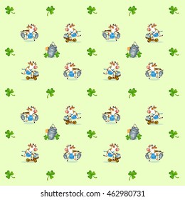 Funny cow pattern. Green background. Delivery fresh milk.