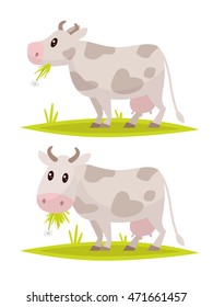 Funny cow set. Vector illustration of a flat design