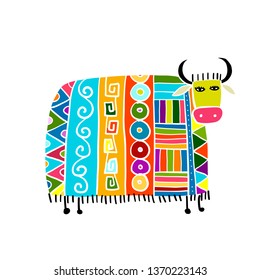 Funny cow, sketch for your design