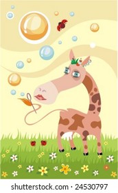 funny cow with a soap bubbles