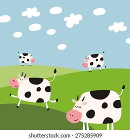 Funny Cow Vector Cartoon