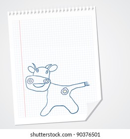 Funny Cow vector doodle