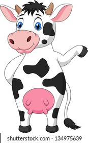 Funny cow waving hand